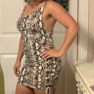 Fashion Nova Brown Mini Dress with Snakeskin Pattern
